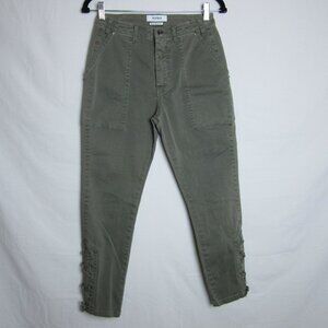 Pistola Pants Army Green Chino Cropped Ankle Skinny Military Pockets Women's 26